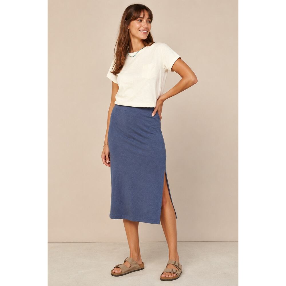 Toad&Co Samba Paseo Midi Skirt Blue XL Sustainable Stretch Skirt